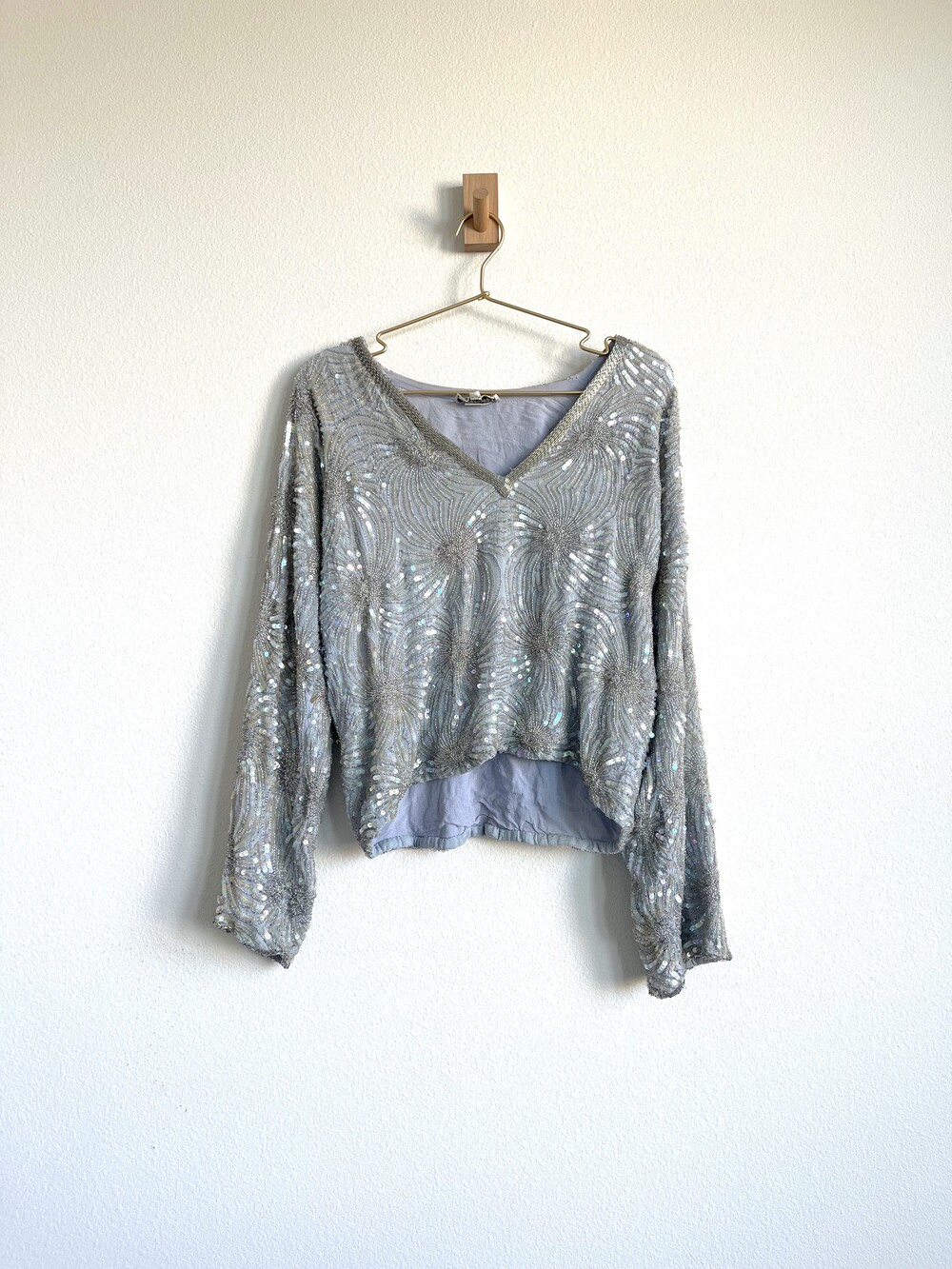 Vintage Sistermax 100% Silk Beaded Sequined Art Deco Blouse Top